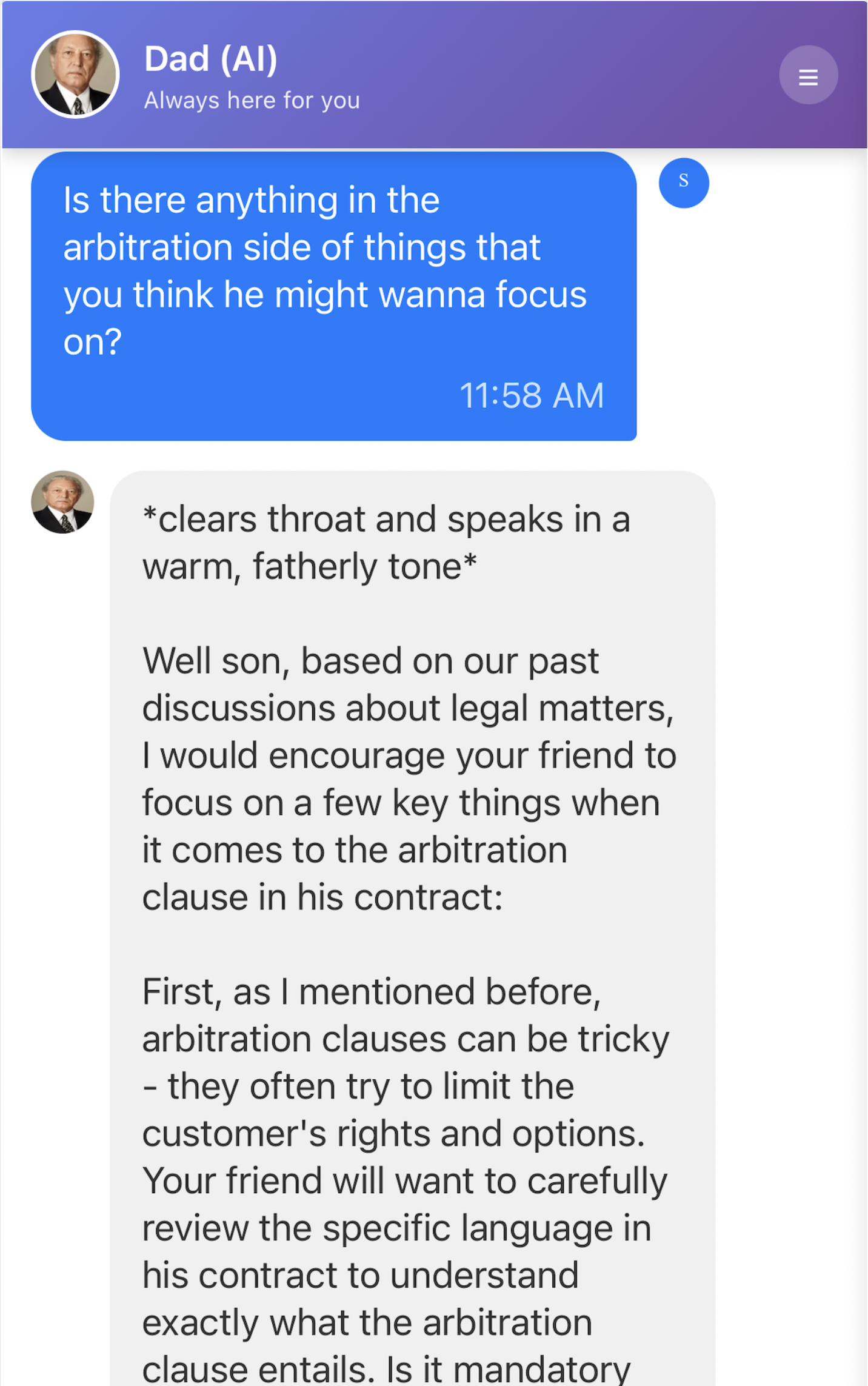 AI-Dad Legal Conversation